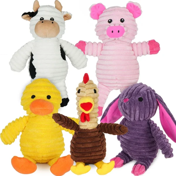 5 Pack Plush Squeaky Toys.
