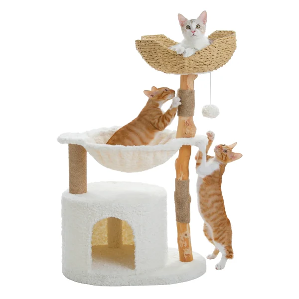 Natural Wood Cat Tree Tower