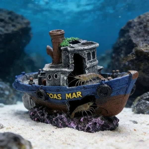 Aquarium Sunken Shipwreck Ornament.